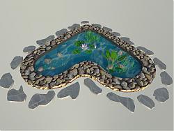 荷花池水池池塘SU模型