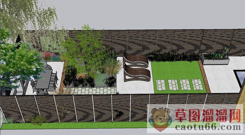 庭院花园布置SU模型