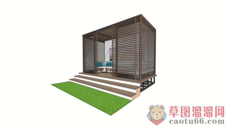 现代户外休息SU模型