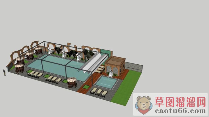 欧式游泳池SU模型