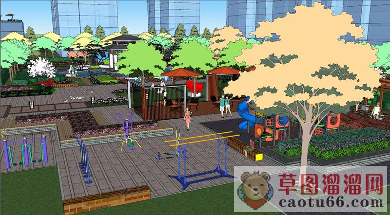 公园现代规划SU模型