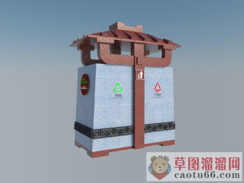 垃圾箱汉代风格垃圾桶SU模型