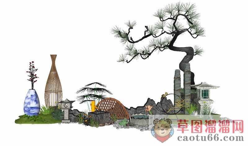 中式禅意水景SU模型