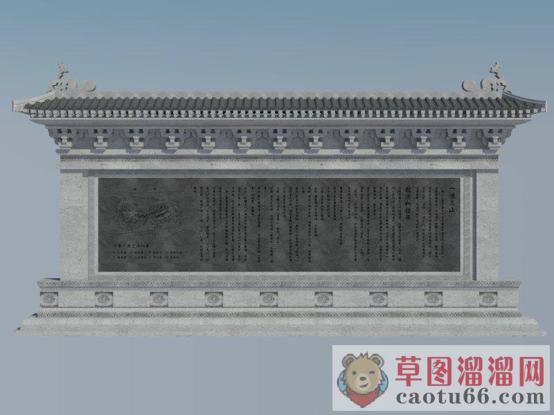 中式景墙照壁墙SU模型