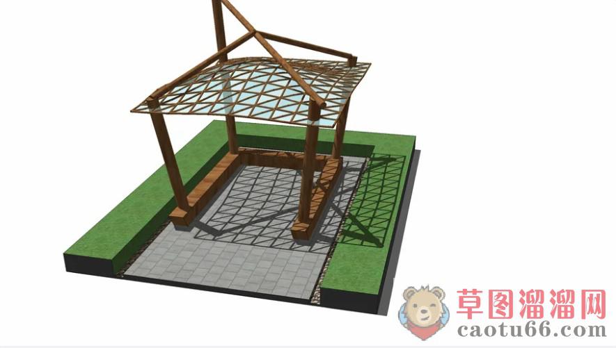 曲面亭子SU模型