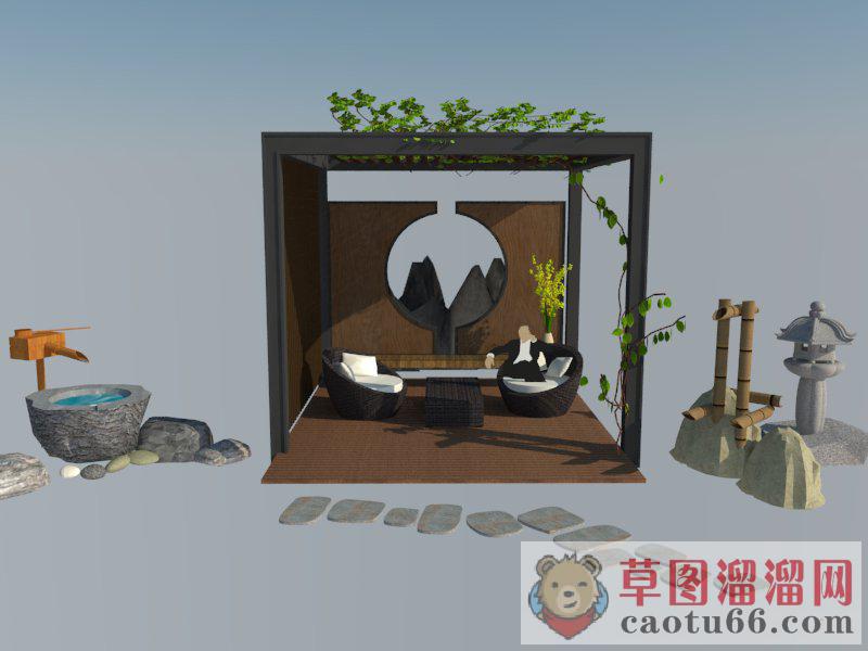 中式亭子廊架SU模型
