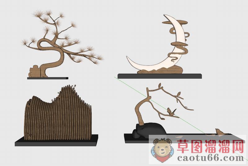月牙树工艺品SU模型