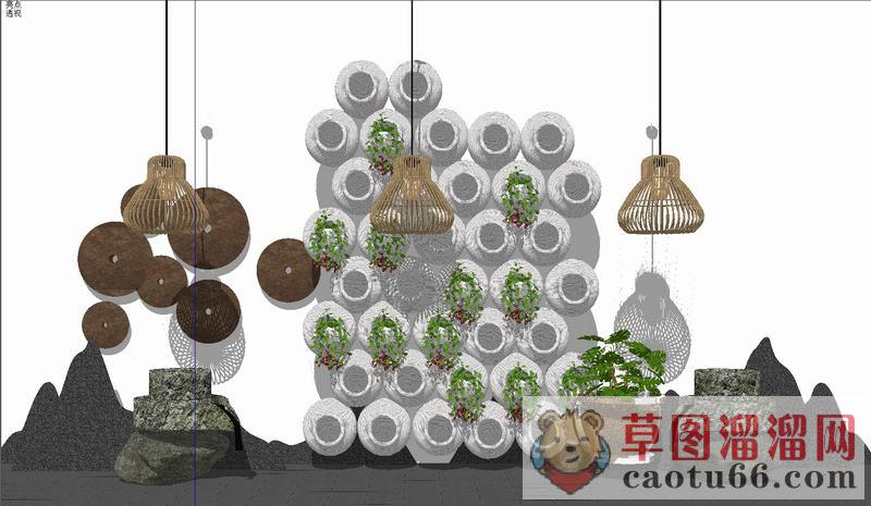 园艺装饰枯山石SU模型
