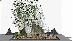 枯山水鹅卵石竹子SU模型 免费sketchup模型下载