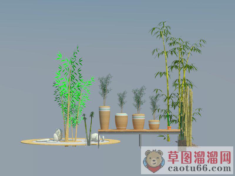 竹子枯山水SU模型