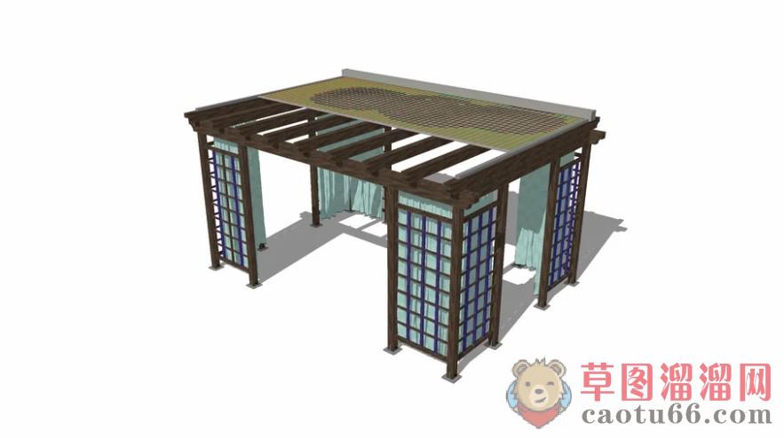日式廊架凉亭SU模型