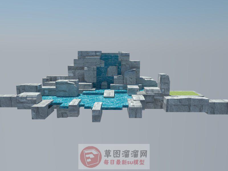 条石假山SU模型