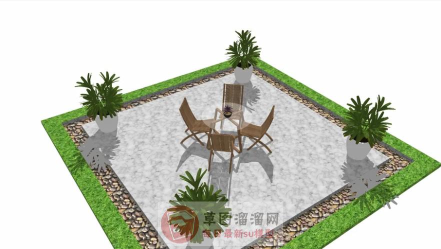 花园铺装SU模型