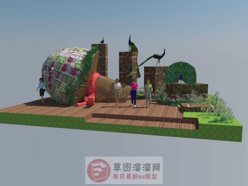 大蘑菇景观孔雀台SU模型