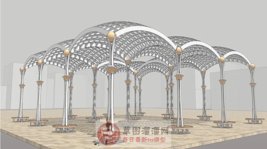 欧式遮阳棚廊架SU模型