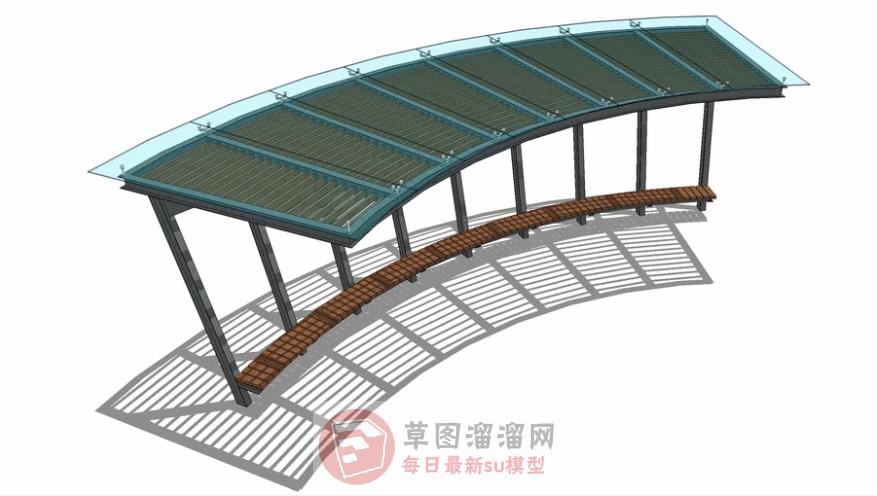 花架廊架座椅SU模型