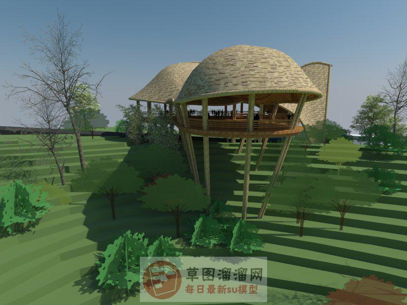 梯田观景楼展馆SU模型
