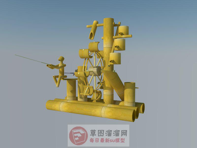 竹子流水工艺品SU模型