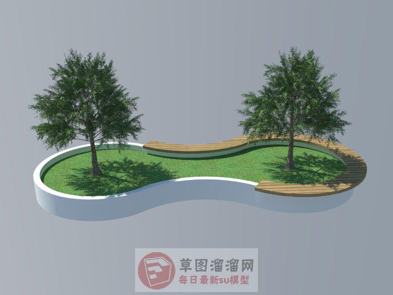 8字形状树池座椅SU模型