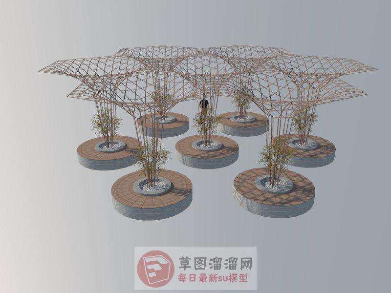 景观座椅廊架SU模型