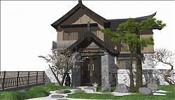 日式庭院枯山水SU模型