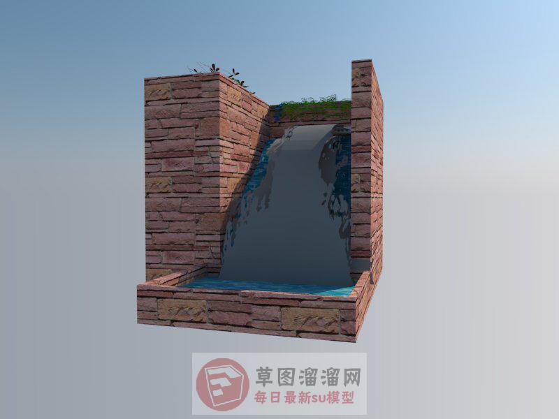 水景流瀑景观SU模型