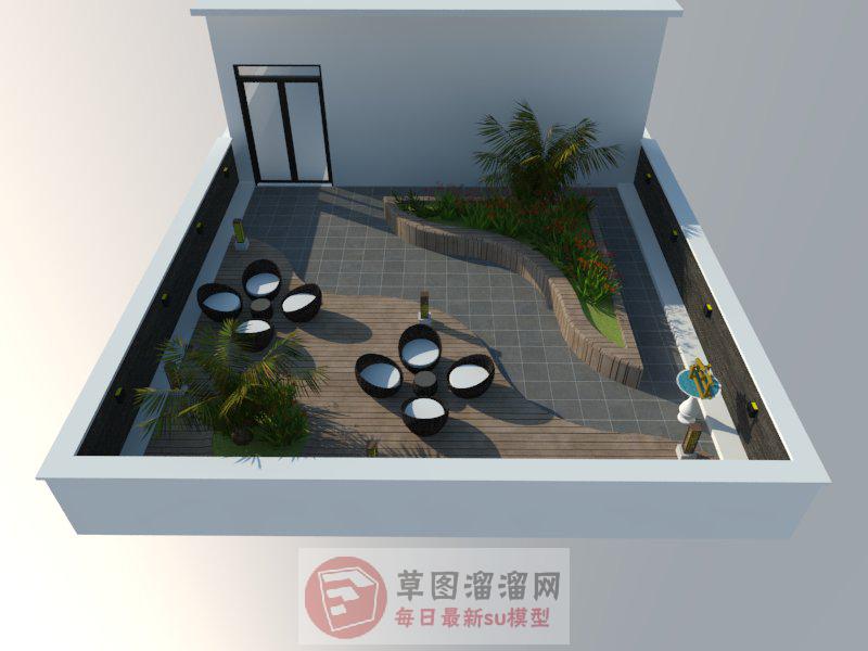 屋顶花园SU模型