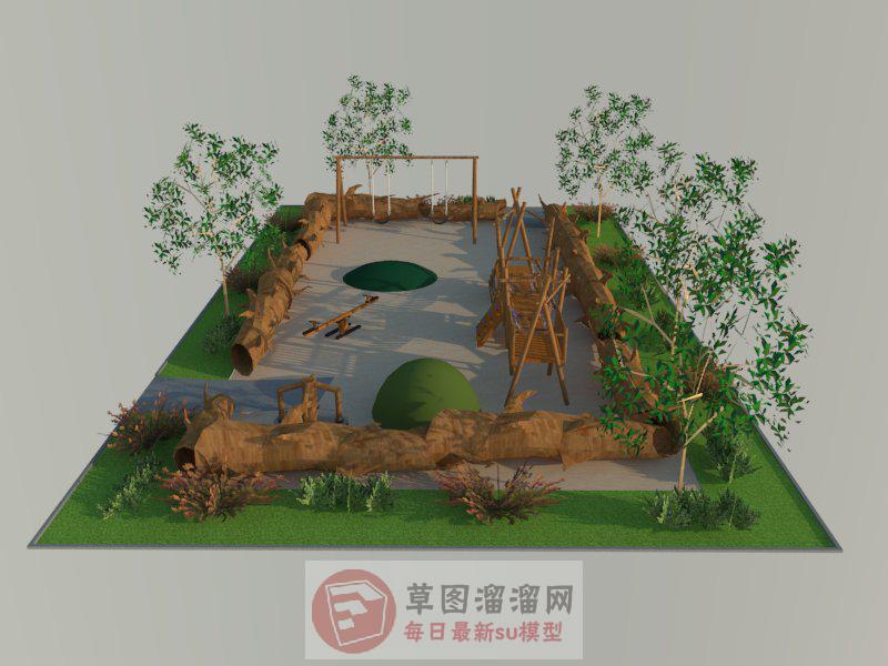 木质儿童游乐区SU模型