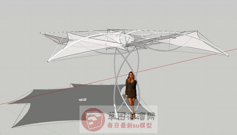 张拉膜廊架SU模型