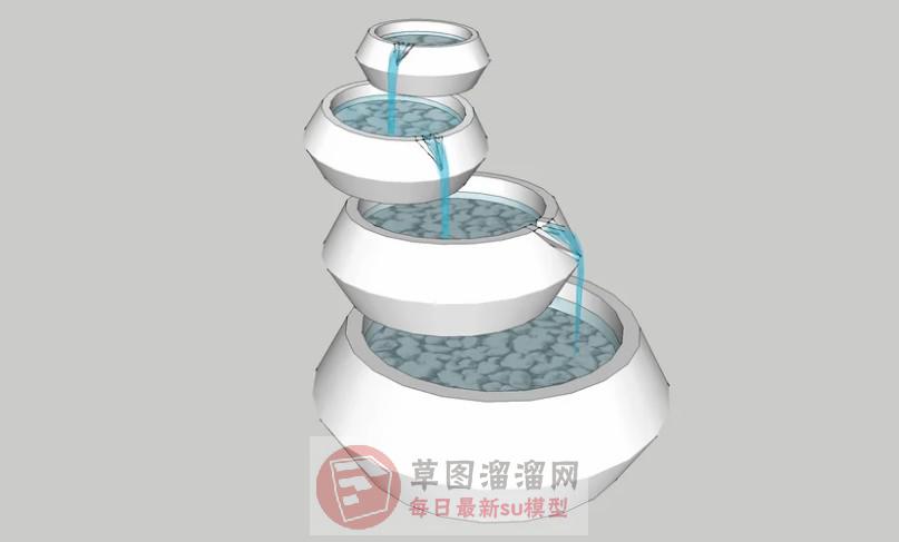 流水景观陶罐SU模型