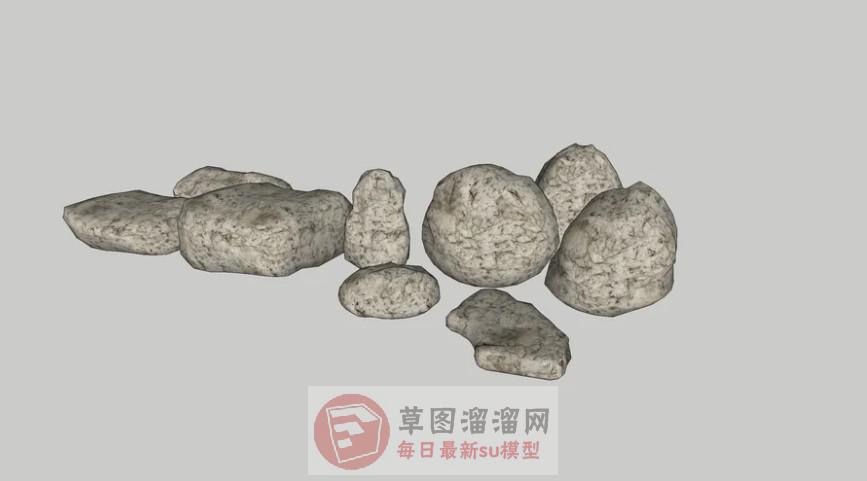 假山置石石头SU模型