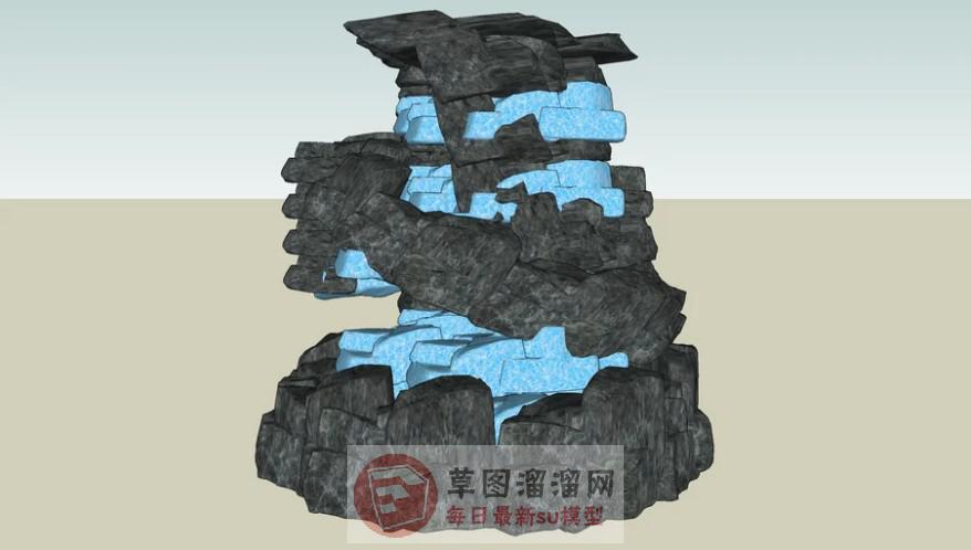 假山流水叠石SU模型