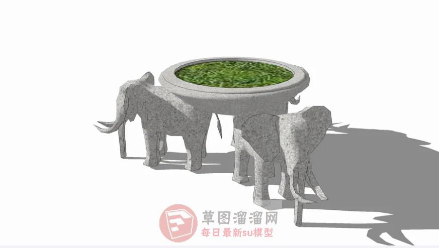 大象花钵景观小品SU模型