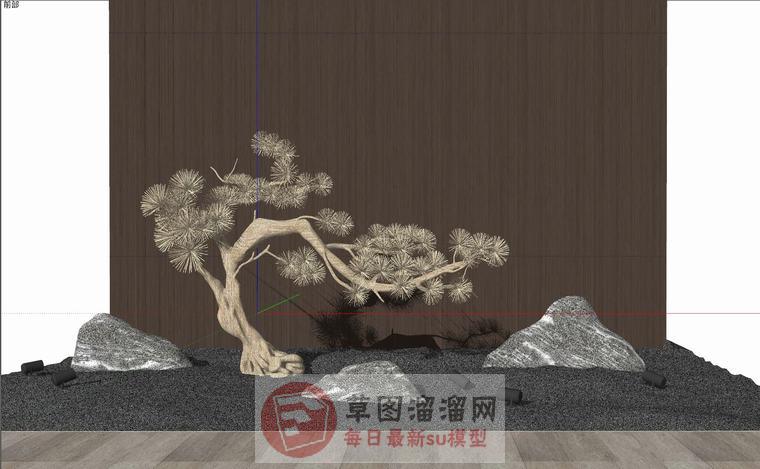 枯树迎客松景观SU模型