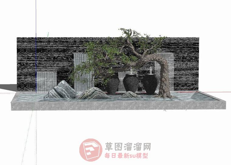 新中式水景景观SU模型