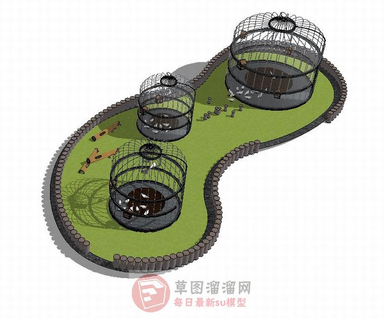 观赏区鸽子鸟笼SU模型