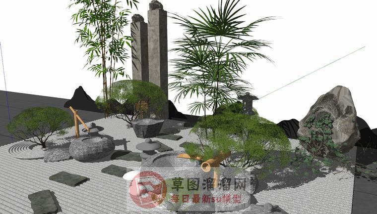 日式庭院景观SU模型
