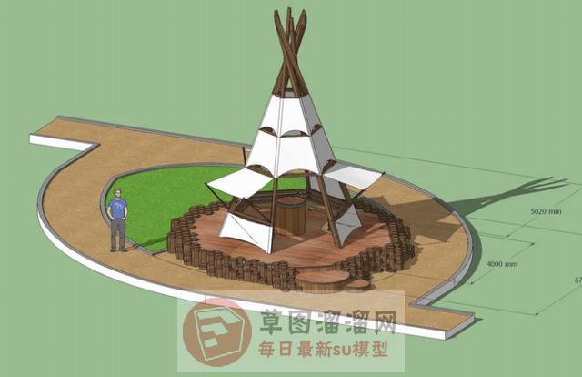木质景观建筑SU模型