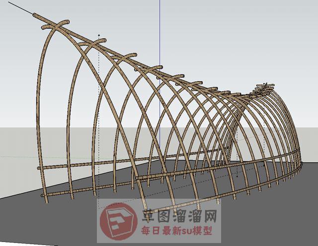 景观竹制廊架SU模型