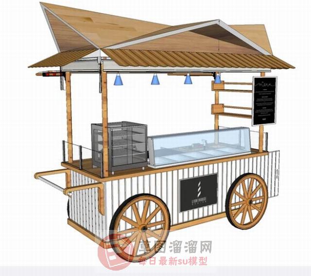 商业小品户外移动餐车SU模型