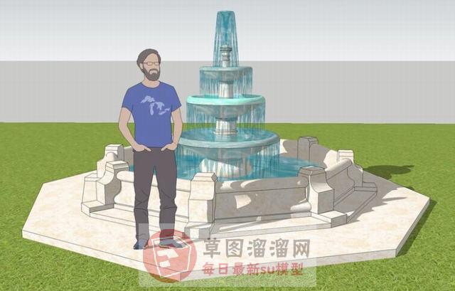 喷泉水景水池SU模型