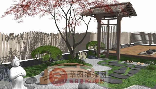 日式禅意庭院SU模型