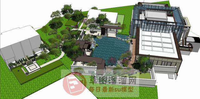 新中式售楼处景观SU模型