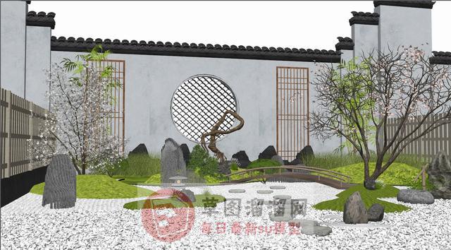 中式庭院景观SU模型
