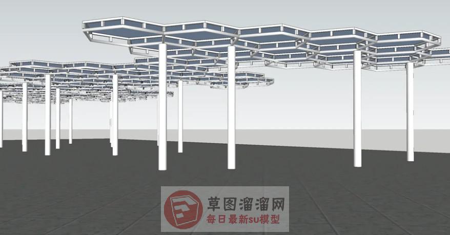 蜂巢廊架SU模型