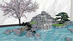 假山叠石景观SU模型
