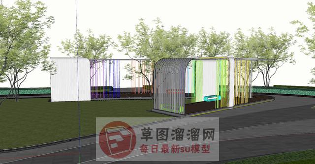 景观廊架座椅SU模型
