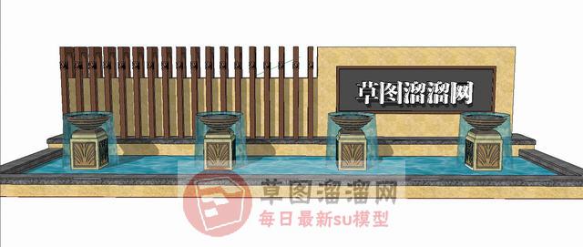 欧式水景墙景观墙SU模型