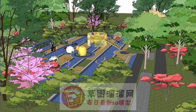 儿童游乐区游乐设施儿童活动区SU模型