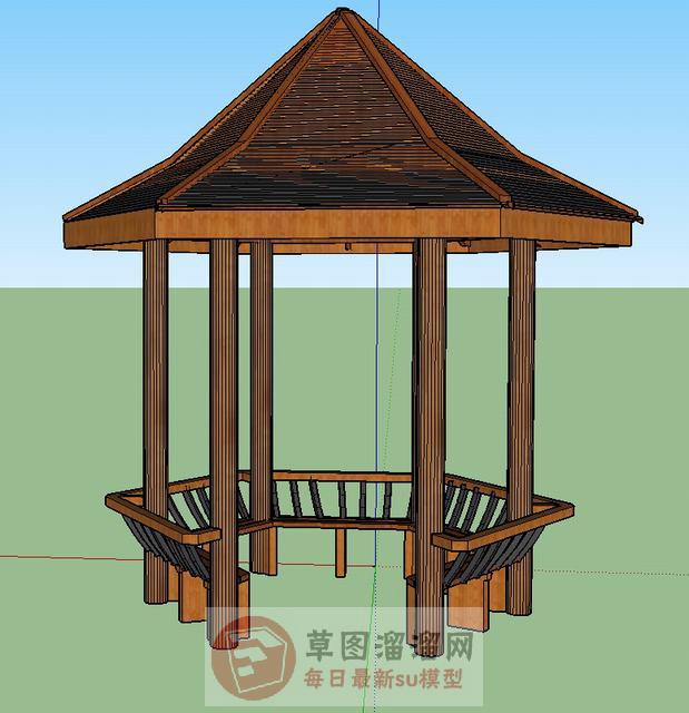 六角亭亭子东南亚SU模型